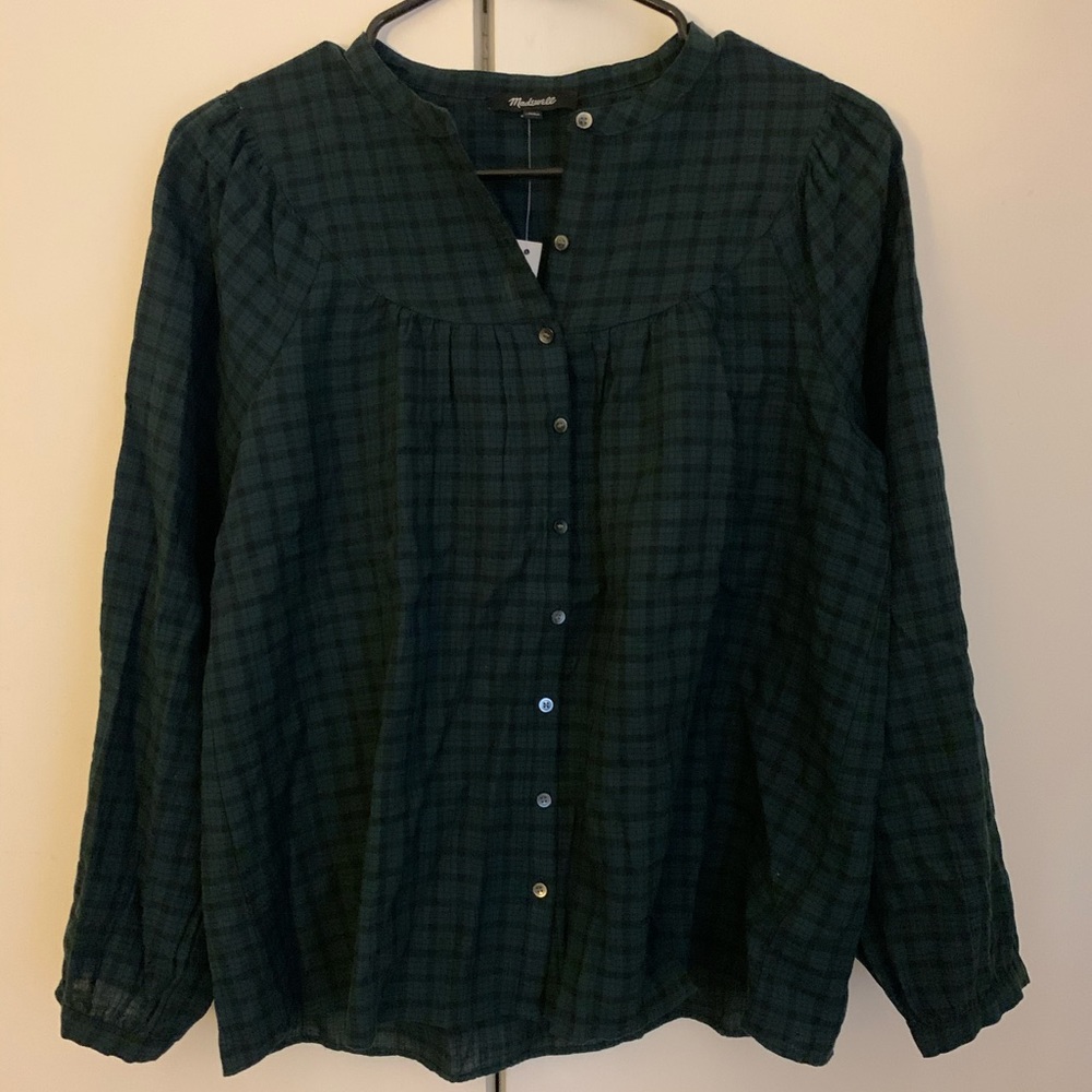 Madewell Plaid Peasant Blouse
